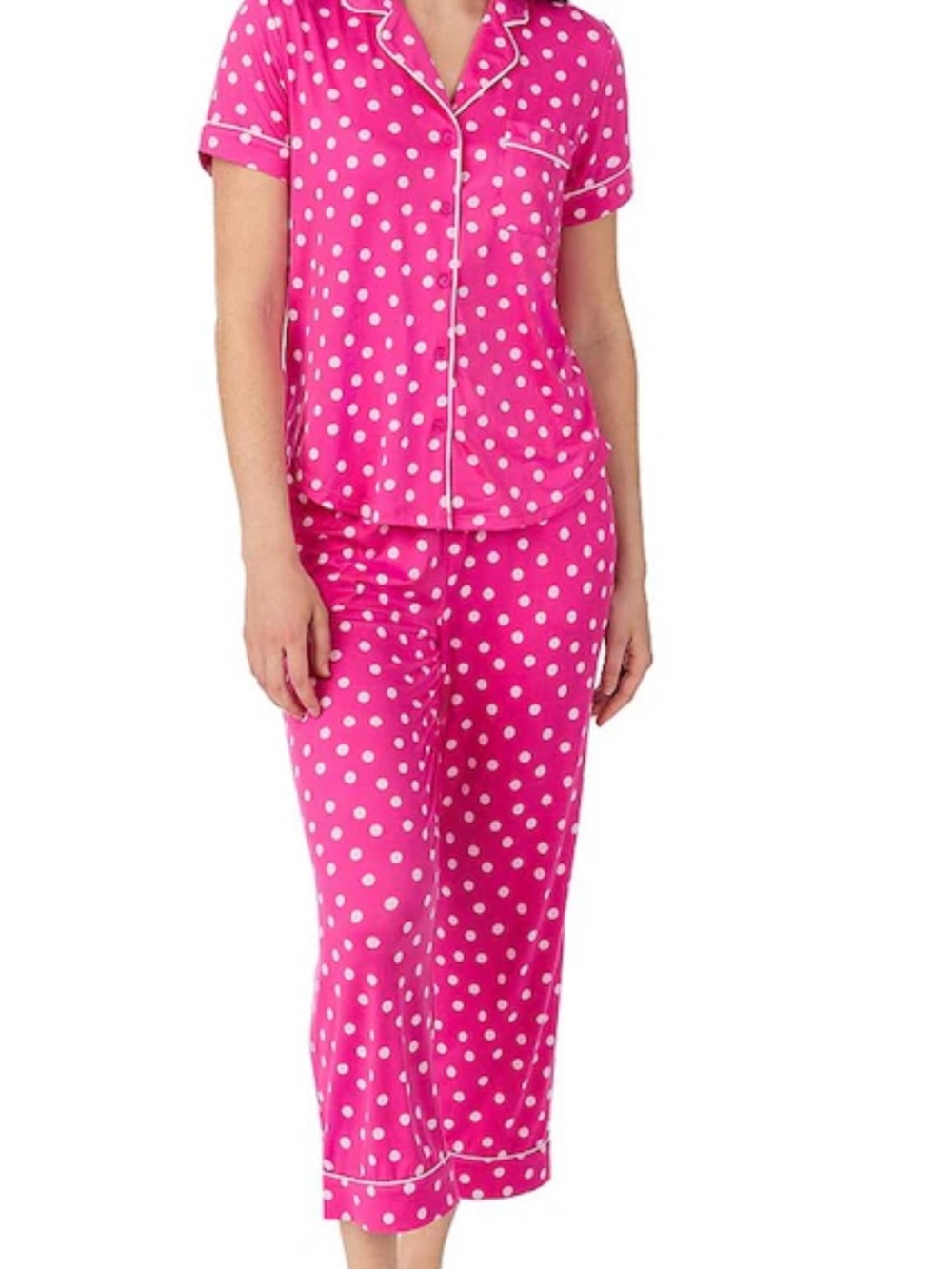 kate spade Hot Pink and White Polka Dot Pajama Top